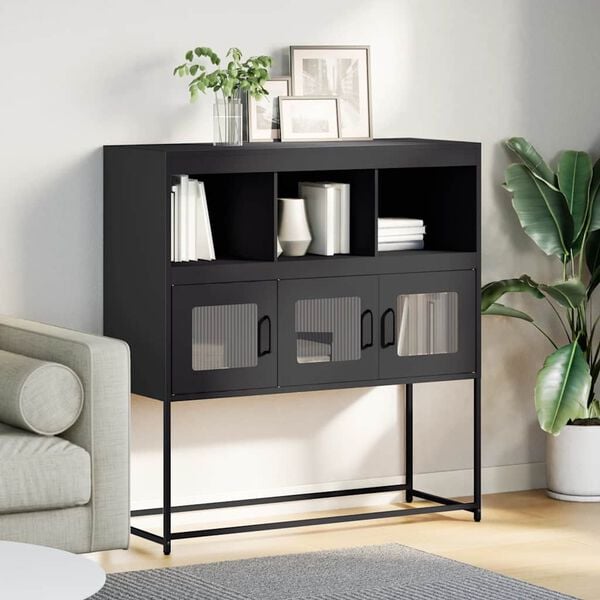 vidaXL Sideboard Black 100.5x39x107 cm Cold-rolled Steel