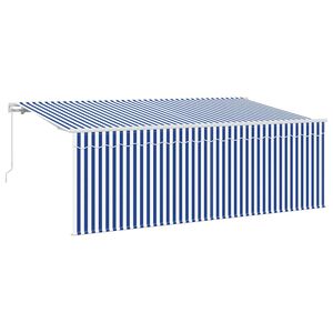 vidaXL Retractable Awning Retractable Striped Blue 350 x 200 cm Fabric