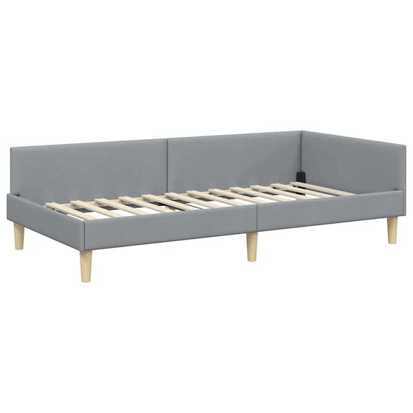 vidaXL Corner Bed Frame with Headboard Light Grey 80 x 200 cm Fabric
