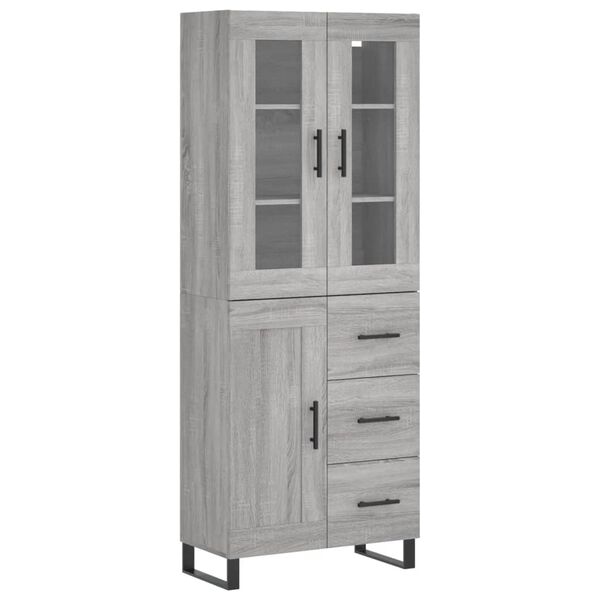 vidaXL Highboard Grey Sonoma 69.5x34x180 cm Engineered Wood