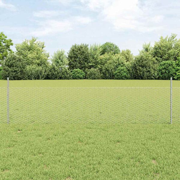vidaXL Fence and Post Silver 0.5 x 10 m Steel