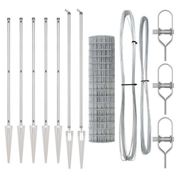 vidaXL Fence with Post Silver 1.4 x 10 m Steel