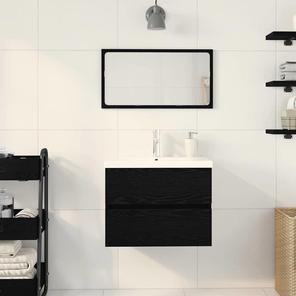 vidaXL Sink Cabinet Black oak 60 x 39 x 62 cm Engineered wood