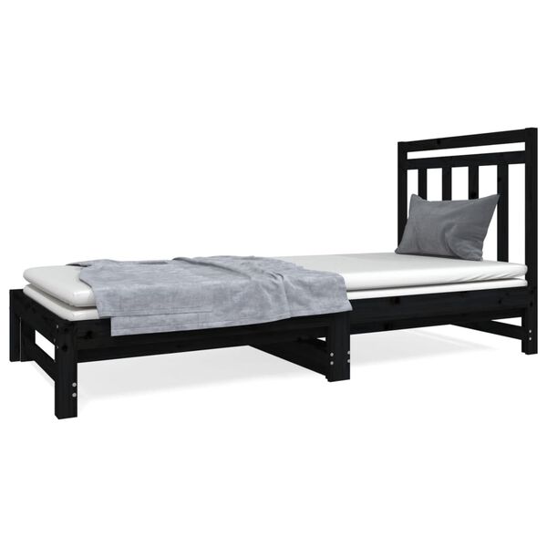 vidaXL Pull-out Day Bed without Mattress Black 2x(90x190) cm