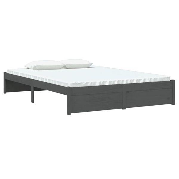 vidaXL Bed Frame without Mattress Grey Solid Wood 140x200 cm