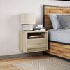 vidaXL Wall-mounted Bedside Cabinet with LED Lights Sonoma Oak