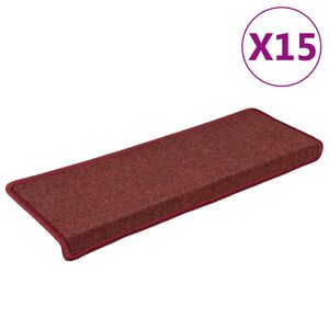vidaXL Stair Tread | Set of 15 | Matte Red | 100% Polypropylene | Non-slip