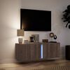 vidaXL TV Wall Cabinet with LED Lights Brown Oak 100x31x35 cm