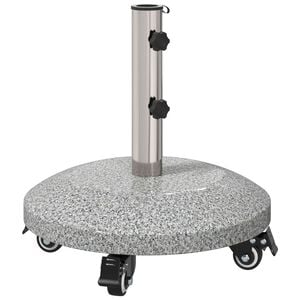 vidaXL Granite Parasol Base with Wheels for 4-5 cm Pole 27.2 kg Grey