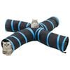 vidaXL Cat Tunnel 4-way Black and Blue 25 cm Polyester