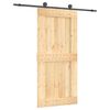 vidaXL Sliding Door Natural and Black 95 x 210 cm Solid Pine Wood