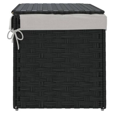 vidaXL Laundry Basket with Lid Black 55.5x35x34 cm Poly Rattan