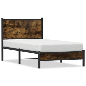vidaXL Metal Bed Frame without Mattress Smoked Oak 90x200 cm