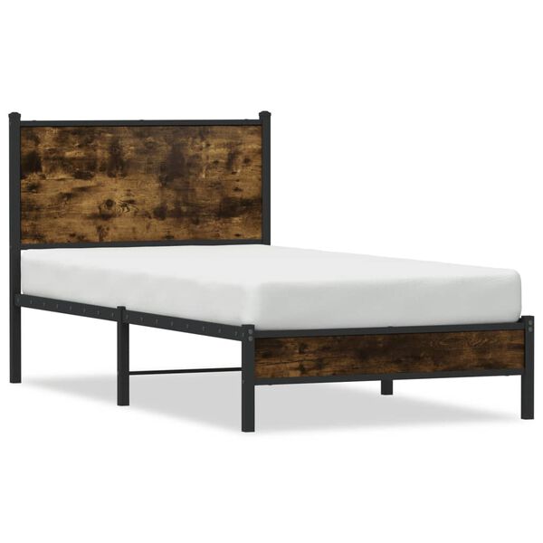 vidaXL Metal Bed Frame without Mattress Smoked Oak 90x200 cm