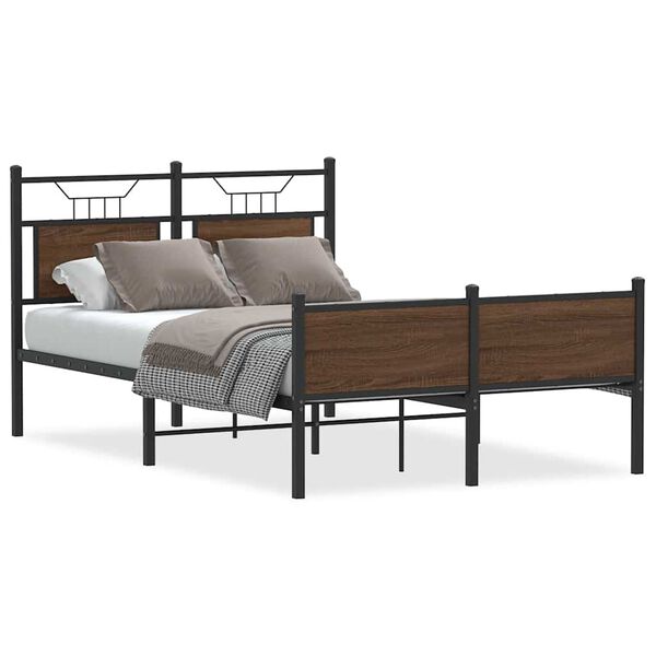 vidaXL Bed Frame without Mattress Brown Oak 120x190 cm Small Double Engineered Wood