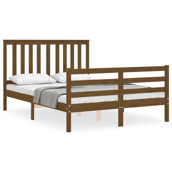 vidaXL Bed Frame without Mattress Honey Brown 140x190 cm Solid Wood