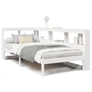 vidaXL Bookcase Bed without Mattress White 75x190 cm Small Single Solid Wood Pine