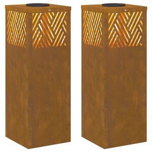 vidaXL Solar LED Pathway Light 2 pcs Bronze Weathering Steel