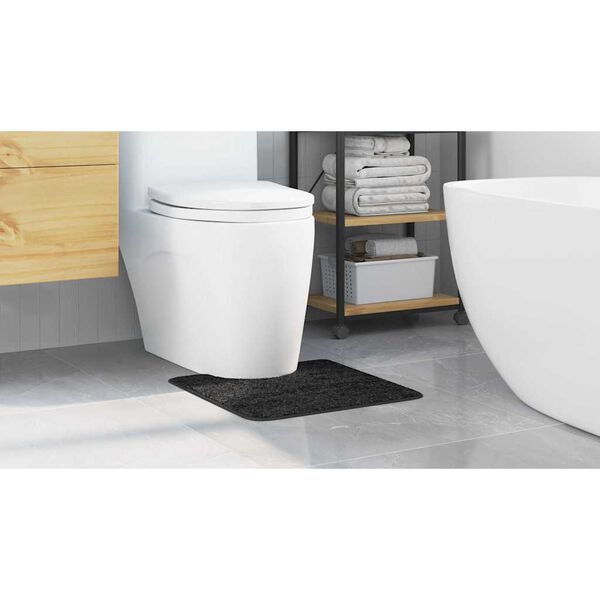 vidaXL Anti-slip Bath Mat with Toilet Cut Dark Grey 50 x 50 cm PP