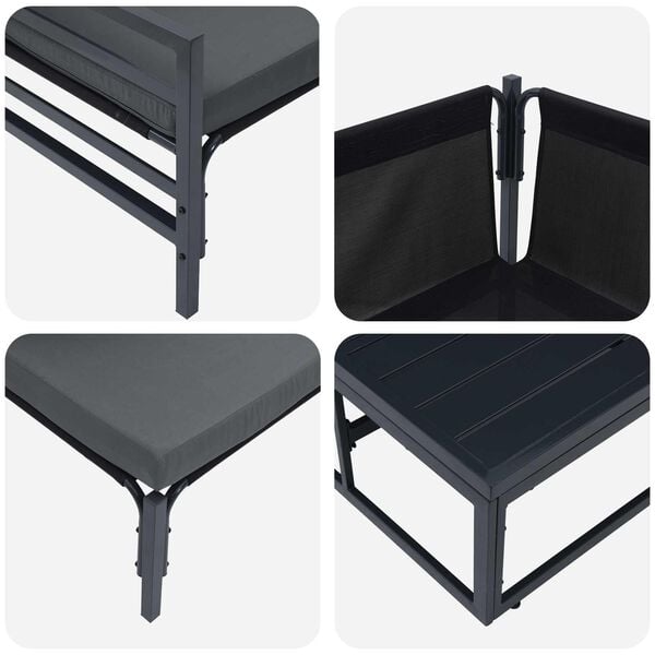 vidaXL Garden Sofa Set with Cushion 7 pcs Black Steel