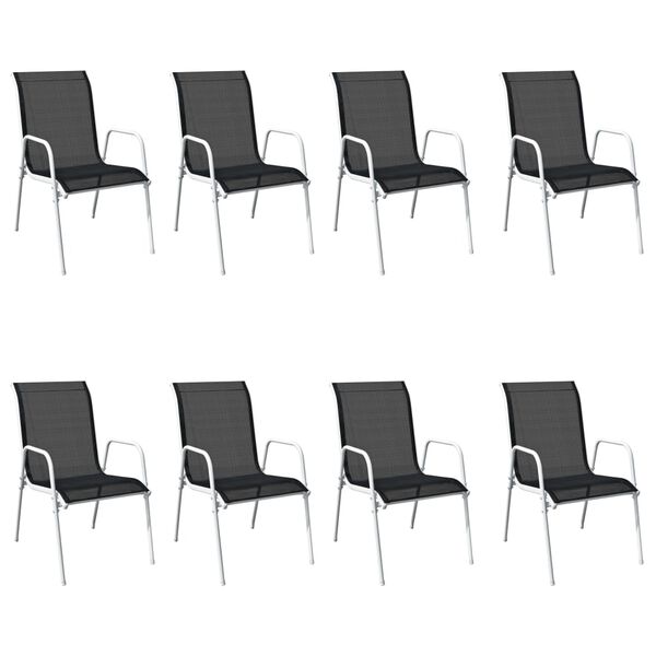 vidaXL 9 Piece Outdoor Dining Set Steel Black