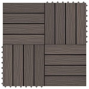 vidaXL 11 pcs Decking Tiles Deep Embossed WPC 30x30 cm 1 sqm Dark Brown