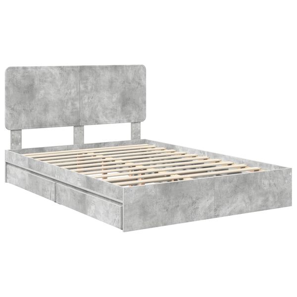 vidaXL Storage Bed Concrete Grey 150 x 200 cm Engineered Wood