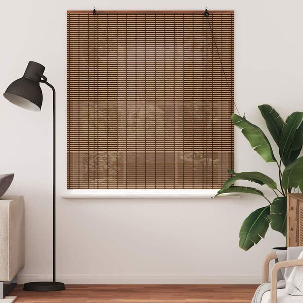 vidaXL Roller Blind with Curtains Manual Brown 140 x 160 cm Bamboo