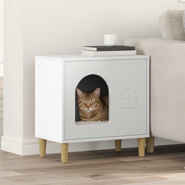 vidaXL Cat House White 51 x 30 x 52 cm Engineered Wood