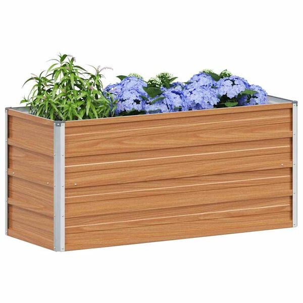 vidaXL Garden Raised Bed Light Brown 100 x 40 x 45 cm Galvanised Steel