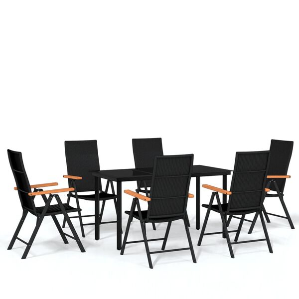 vidaXL 7 Piece Garden Dining Set Black
