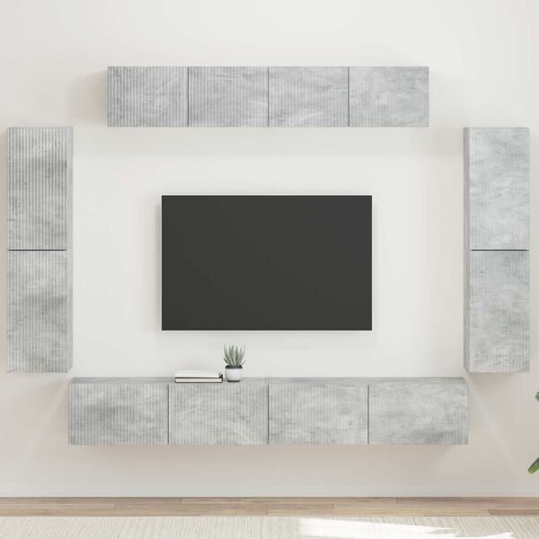 vidaXL TV Cabinet 8 pcs Concrete Grey