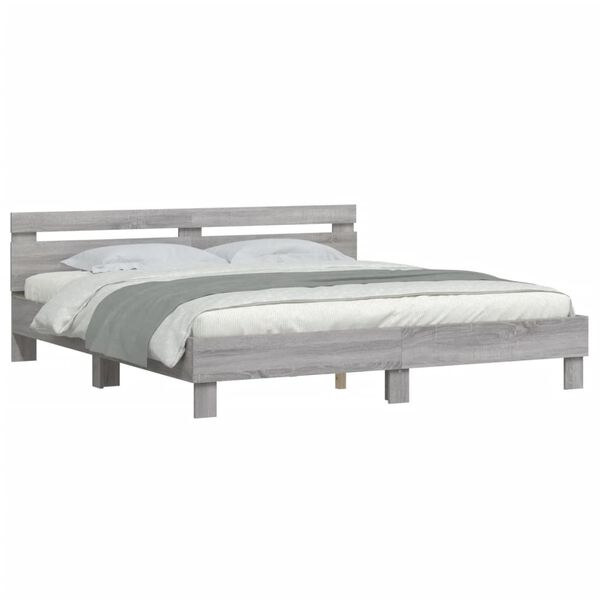 vidaXL Bed Frame without Mattress Grey Sonoma 180x200 cm Super King