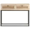 vidaXL Console Table 100x35x76 cm Solid Mango Wood and Natural Cane