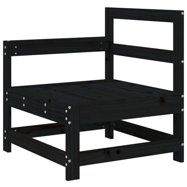 vidaXL Garden Corner Sofas 2 pcs Black Solid Wood Pine