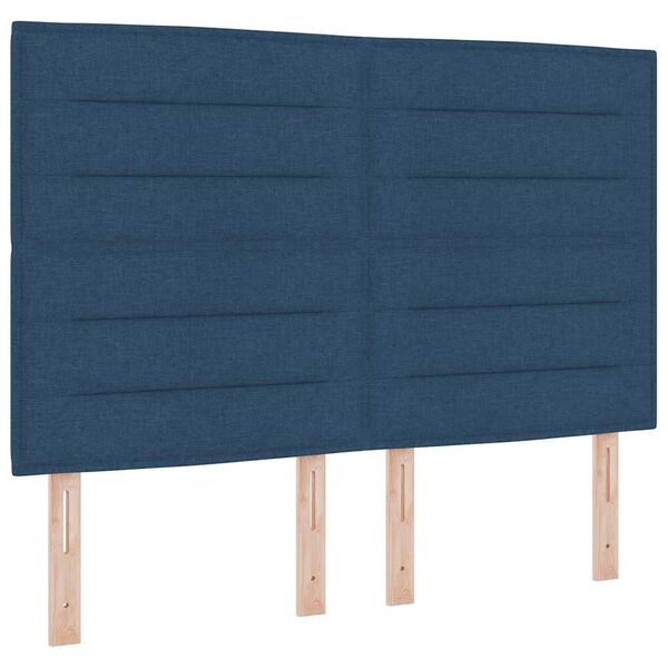 vidaXL LED Headboard with LED Strip Lights Manual Blue 144 cm Fabric