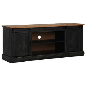 vidaXL TV Cabinet HALDEN 2 Sliding Doors Black 150x40x60 cm Solid Wood
