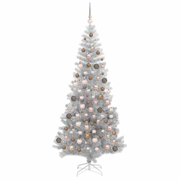 vidaXL Christmas Tree with 300 LEDs with Stand Silver 180 cm PET