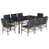 vidaXL 9 Piece Garden Dining Set with Cushions Grey Poly Rattan