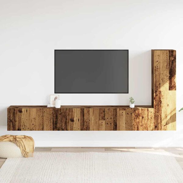 vidaXL Wall Mounted TV cabinets 3 pcs Old Wood Engineered Wood