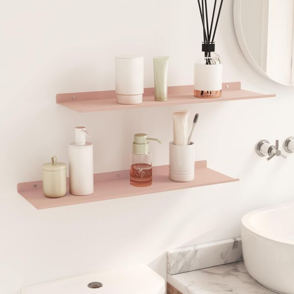 vidaXL Floating Shelf Wall-mounted 2 pcs Pink 60 x 18 x 2.5 cm Steel