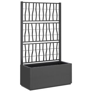 vidaXL Garden Planter with Trellis Dark Grey 80x36x140 cm PP