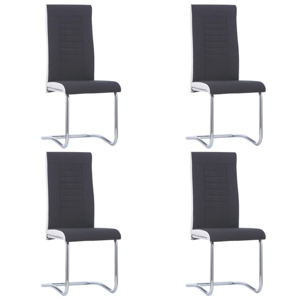 vidaXL Cantilever Dining Chairs 4 pcs Black Fabric
