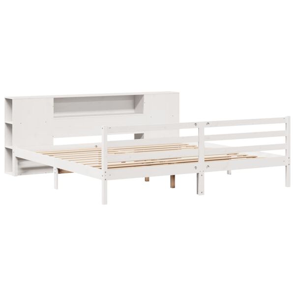 vidaXL Bookcase Bed without Mattress White 180x200 cm Super King Solid Wood Pine