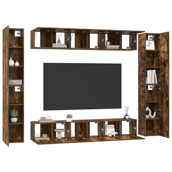 vidaXL 10 Piece TV Cabinet Set Smoked Oak Engineered Wood
