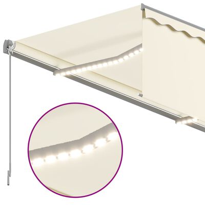 vidaXL Manual Retractable Awning with Blind&LED 4x3m Cream