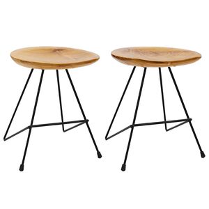 vidaXL Stool | Natural | Solid Teak Wood | Compact | Sturdy | Stool | Round