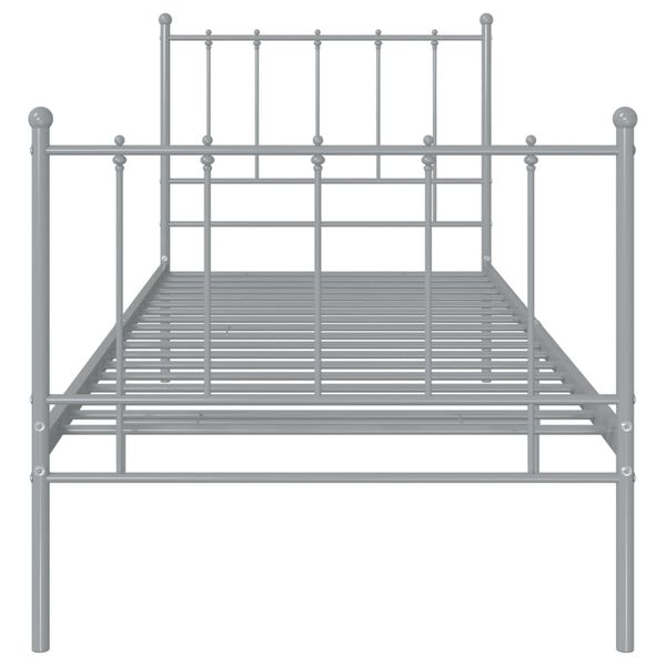 vidaXL Bed Frame without Mattress Grey Metal 100x200 cm
