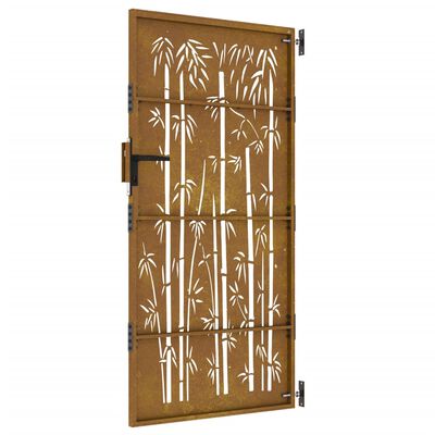 vidaXL Garden Gate 85x175 cm Corten Steel Bamboo Design