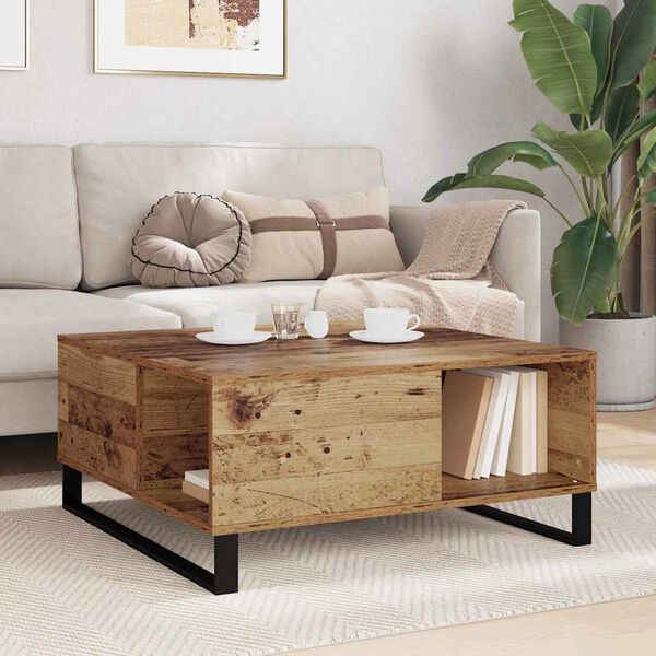 vidaXL Coffee Table Old Wood 80 x 80 x 36.5 cm Engineered Wood